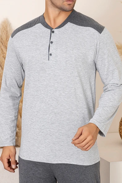 Nisanca Pamuklu Uzun Kollu Erkek Pijama Takımı - 5