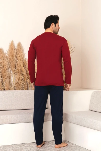 Nisanca Pamuklu Uzun Kollu Erkek Pijama Takımı - Resim 3