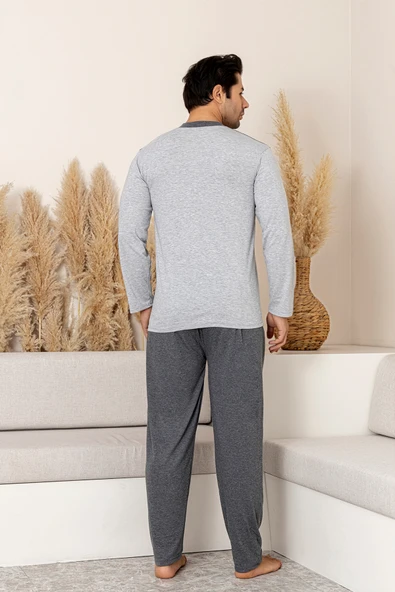 Nisanca Pamuklu Uzun Kollu Erkek Pijama Takımı - 4