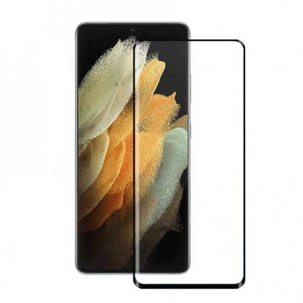 KNY Samsung Galaxy S23 İçin Full Kaplayan Parmak İzi Okuyan 5D Cam Ekran Koruyucu Siyah
