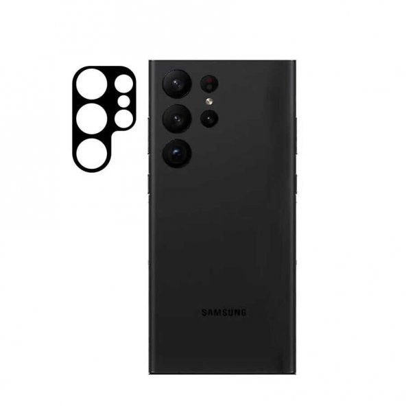 KNY Samsung Galaxy S23 Ultra İçin 3D Kamera Lens Koruyucu Siyah Siyah