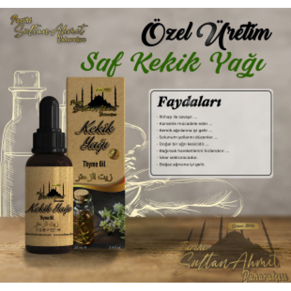Tarihi SultanAhmet Baharatçısı Kekik Yağı 20ml (Özel Üretim) - Resim 3