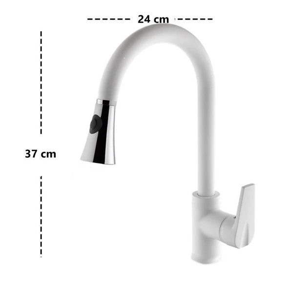 Venita Beyaz Kuğu Spiralli Çift Fonksiyonlu Mutfak Bataryası - 3