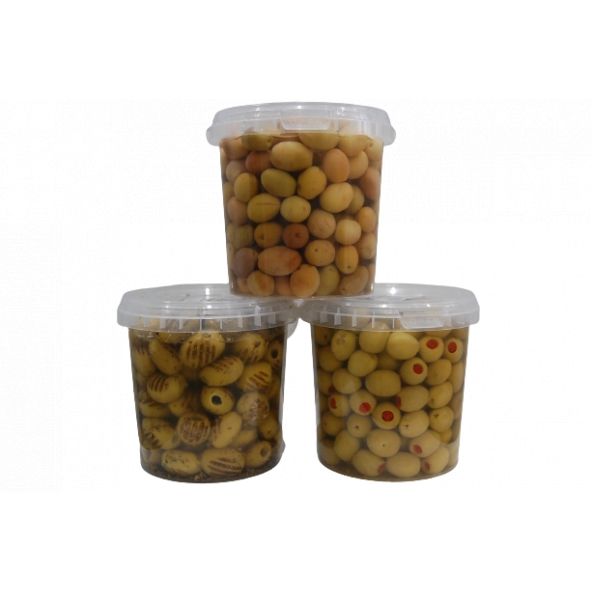 Sadıcım Çizik 650 Gr + Izgara 600 Gr + Biberli 650 Gr Yeşil Zeytin Pet Kavanoz ürün görseli