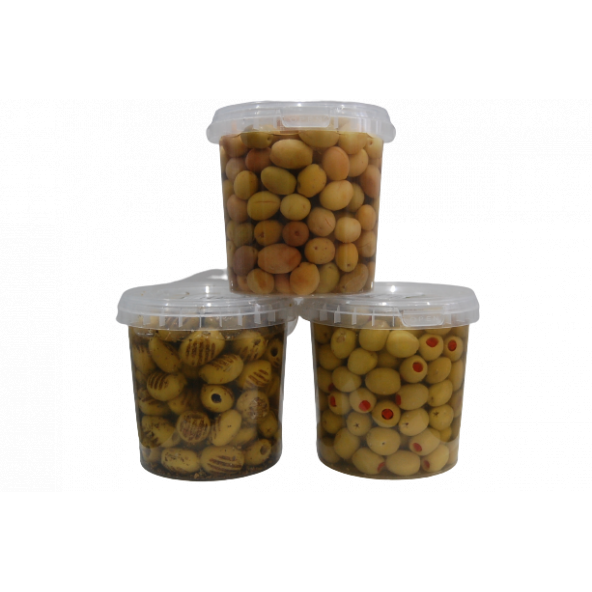 Sadıcım Çizik 650 Gr + Izgara 600 Gr + Biberli 650 Gr Yeşil Zeytin Pet Kavanoz - Resim 2