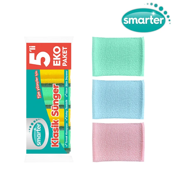 SMARTER KLASİK SÜNGER 5 Lİ + PRATİK SÜNGER 3 LÜ