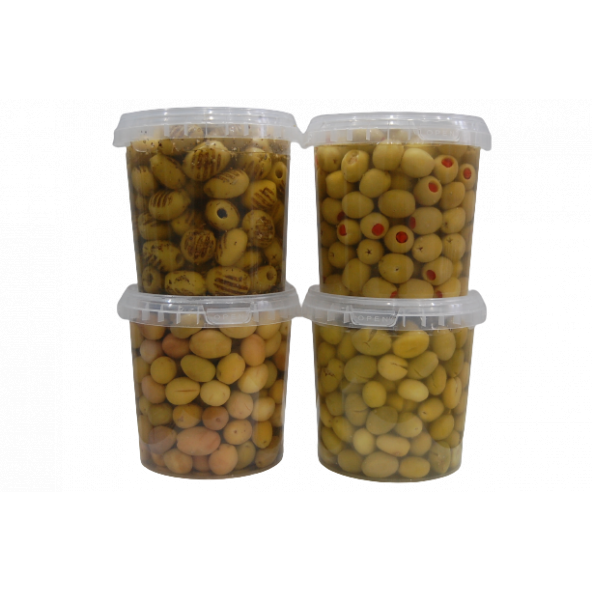 Sadıcım Çizik 650 Gr + Kırma 650 Gr + Izgara 600 Gr + Biberli 650 Gr Yeşil Zeytin Pet Kavanoz - Resim 2