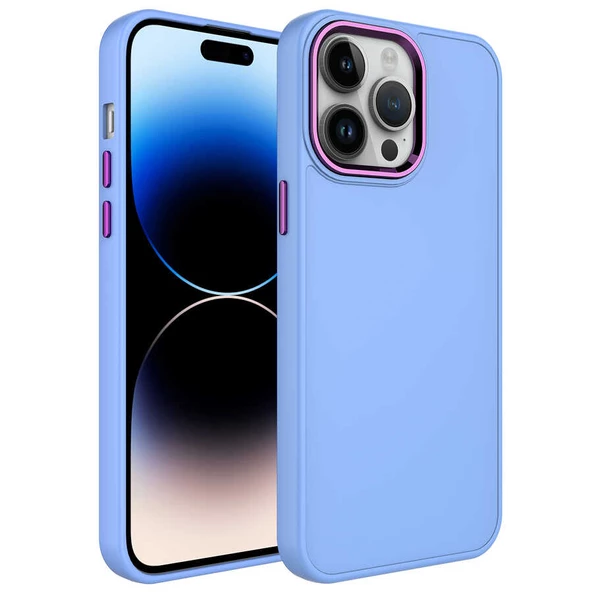 Vendas iPhone 13 Pro Uyumlu (13 Pro) Luna Serisi Metal Çerçeve ve Buton Tasarımlı Silikon Kılıf