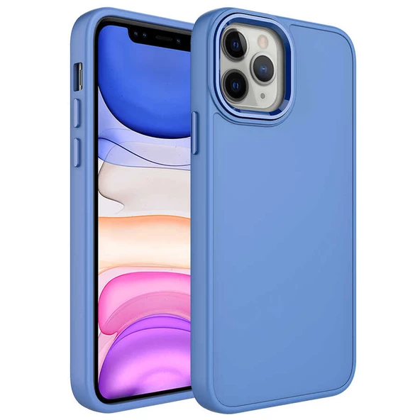 Vendas iPhone 12 Pro Uyumlu (12 Pro) Luna Serisi Metal Çerçeve ve Buton Tasarımlı Silikon Kılıf