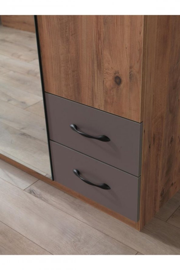 Erezoğulları Mobilya Aynalı 4 Kapılı 4 Çekmeceli Gardırop Elbise Dolabı 170x55x210cm - 2