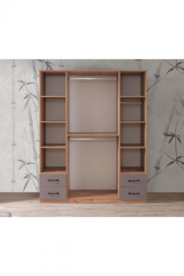 Erezoğulları Mobilya Aynalı 4 Kapılı 4 Çekmeceli Gardırop Elbise Dolabı 170x55x210cm - 3