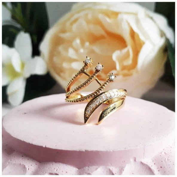 Altın Kaplama Kadın Zirkon Taş Yüzük