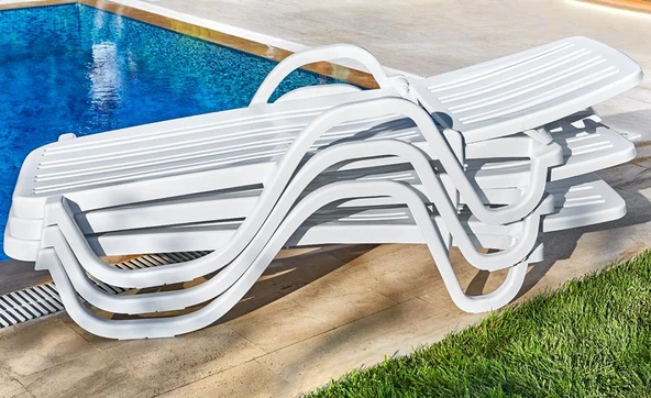 Omnipazar SY2535 Beyaz Plastik Lüks Şezlong - 2