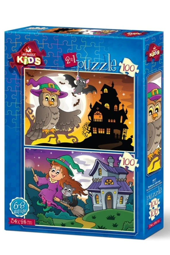 Art Puzzle 2x100 Parça Baykuş Ve Tatlı Cadı Çocuk Puzzle