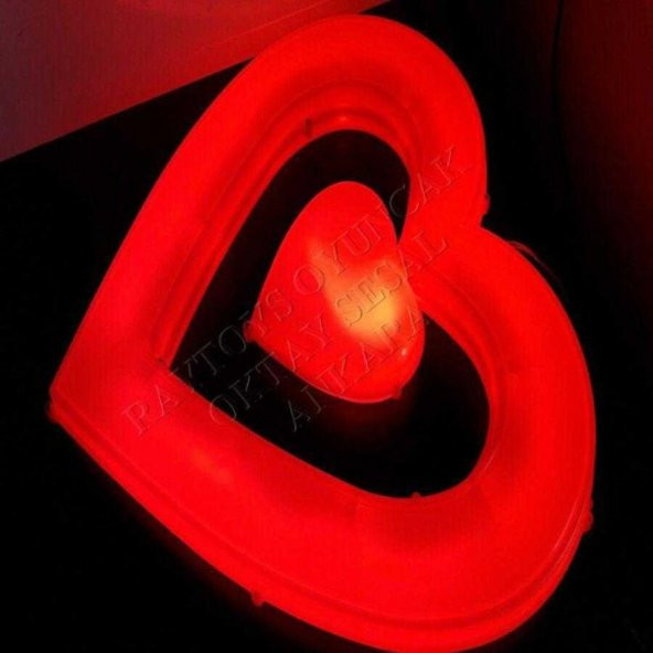 BÜYÜK KALPLİ IŞIK KIRMIZI LED IŞIK 34X4 CM 220 V FİŞLİ KALPLİ LED IŞIK YILBAŞI IŞIKLARI DEKOR KALP - 3