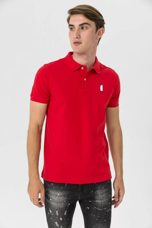Farm Animals Polo Yaka Penguen Nakış Detaylı Erkek T-shirt - 3