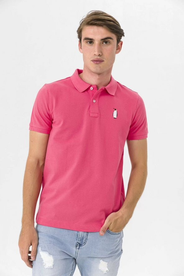 Farm Animals Polo Yaka Penguen Nakış Detaylı Erkek T-shirt - 2