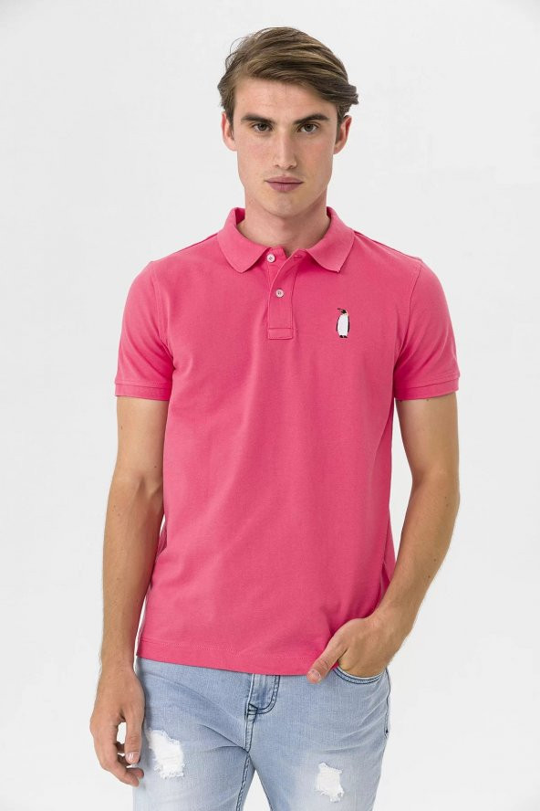 Farm Animals Polo Yaka Penguen Nakış Detaylı Erkek T-shirt - 3