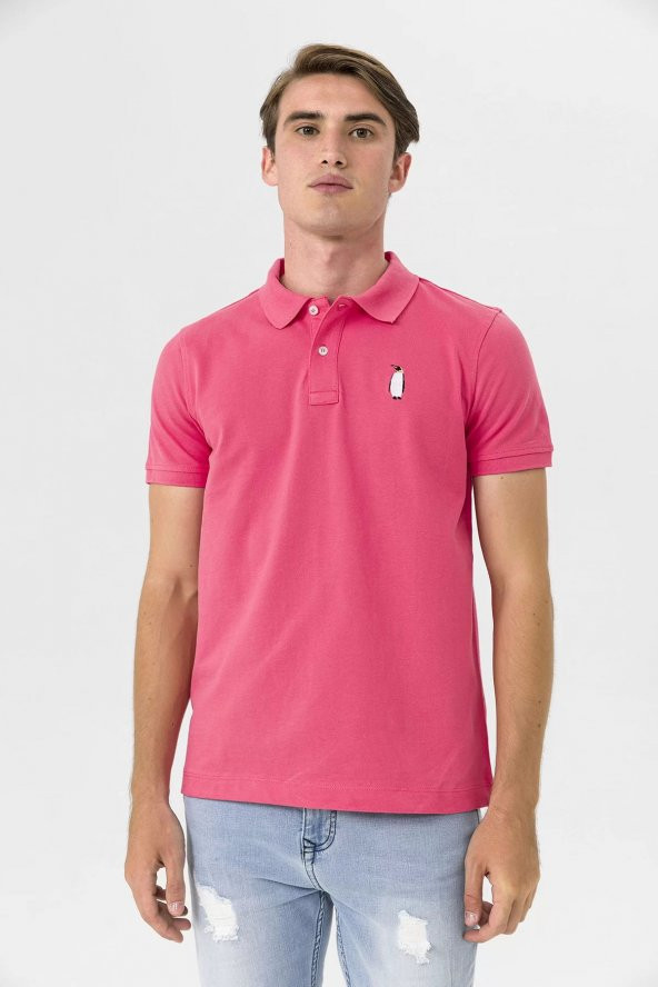 Farm Animals Polo Yaka Penguen Nakış Detaylı Erkek T-shirt - 4