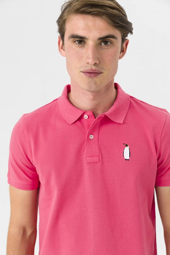 Farm Animals Polo Yaka Penguen Nakış Detaylı Erkek T-shirt - 5