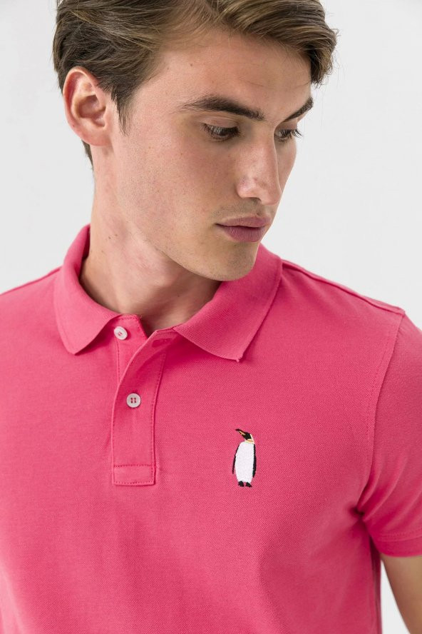 Farm Animals Polo Yaka Penguen Nakış Detaylı Erkek T-shirt - 6