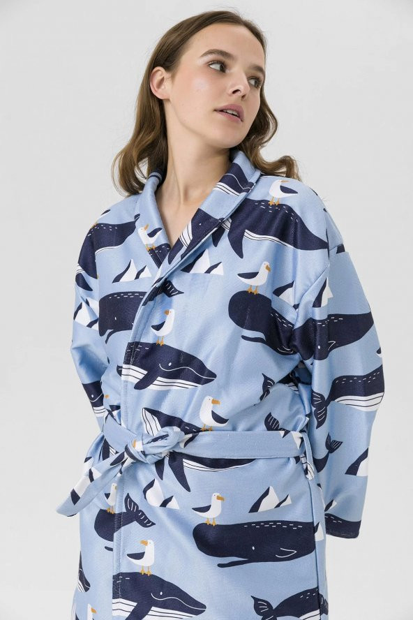 Farm Animals Balina Desenli Unisex Yetişkin Bornoz - 4