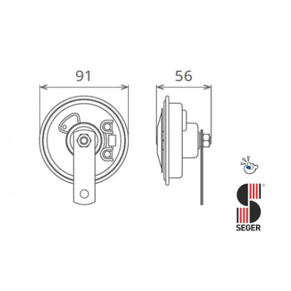 SEGER 24V. DİDİT KORNA, KALIN SES (LOW), STANDART, No: 50FK24.00002K, EAN: 8698520200370 - 5