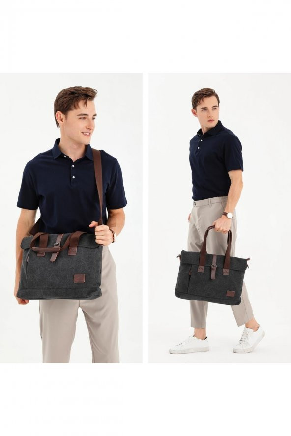 Büyük Boy Evrak Omuz Çantası Kanvas Kumaş 1301 - 2