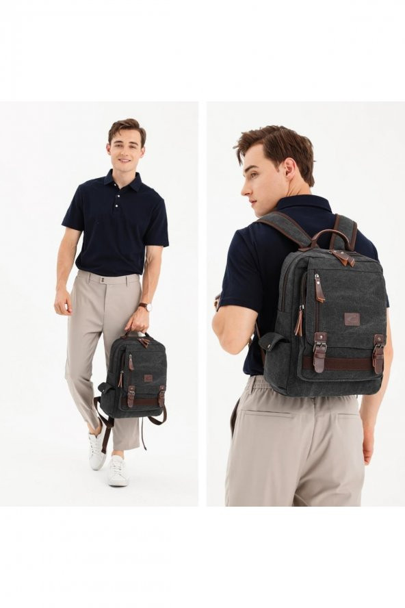 Büyük Boy Erkek Sırt Çantası Kanvas Kumaş 1303 - 4