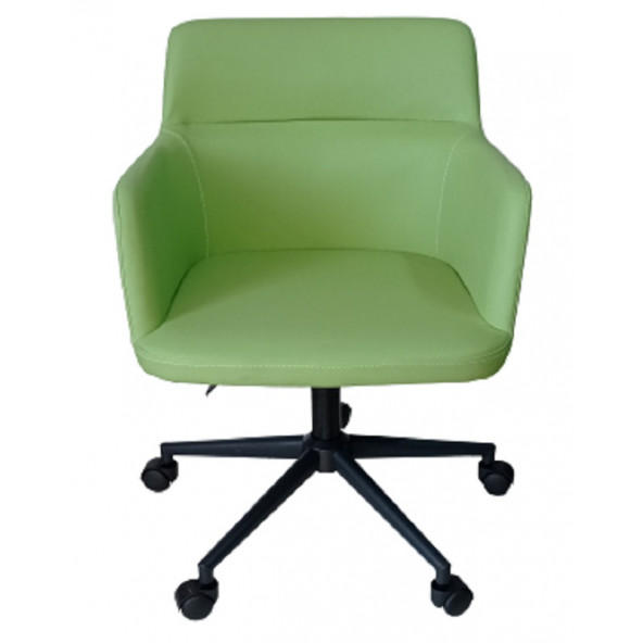 Büro Koltuğu Çalışma Sandalyesi Siyah konik Yıldız Ayaklı Döküm Süngerli Yeşil Suni Deri