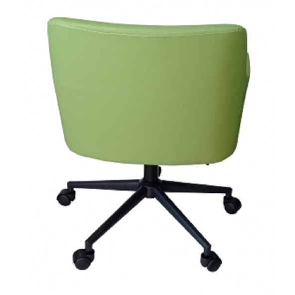 Büro Koltuğu Çalışma Sandalyesi Siyah konik Yıldız Ayaklı Döküm Süngerli Yeşil Suni Deri - 3