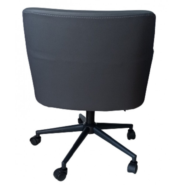 Büro Koltuğu Çalışma Sandalyesi Siyah Konik Yıldız Ayaklı Döküm Süngerli Siyah Suni Deri - 2
