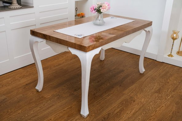 Finezza Dolce Nakışlı Keten Efekt Kumaş Kreme Mavi Runner 45x150 cm - 1406