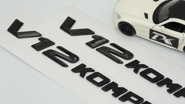 DK Tuning Benz V12 Kompressor Çamurluk Yanı Siyah Logo Amblem 2 Li Set - Resim 2