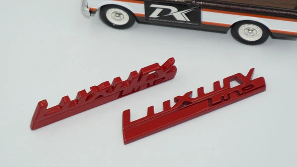 DK Tuning Bmw LuxuryLine Logo Yan Çamurluk Kırmızı Logo Amblem Arma Seti - Resim 4