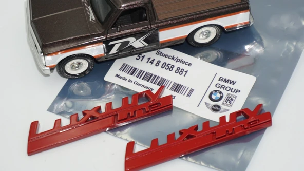 DK Tuning Bmw LuxuryLine Logo Yan Çamurluk Kırmızı Logo Amblem Arma Seti - Resim 5