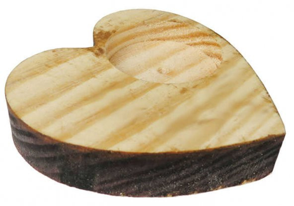 AĞAÇ KÜTÜK TEALİGHT MUMLUK KALP NATUREL 1 ADET