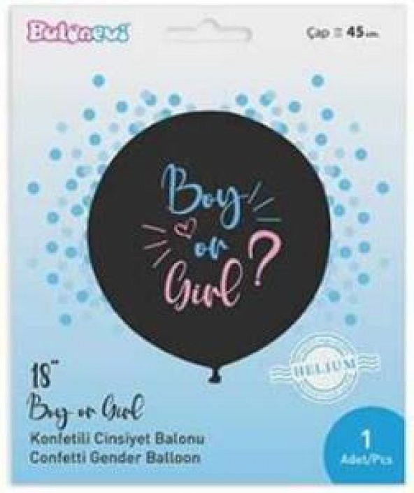 BALON CİNSİYET BELİRLEME 18 İNC KONFETİLİ MAVİ 1 ADET - 4