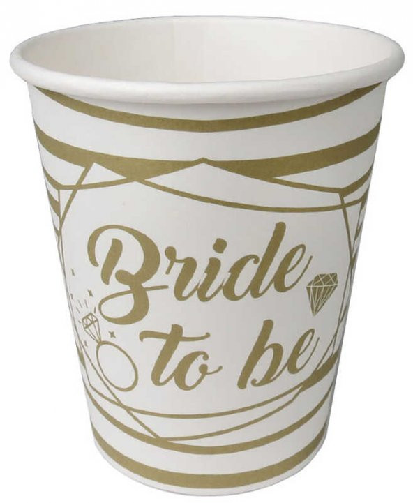 BARDAK KARTON BRIDE TO BE YALDIZLI ALTIN 8 OZ 8 ADET - Resim 5