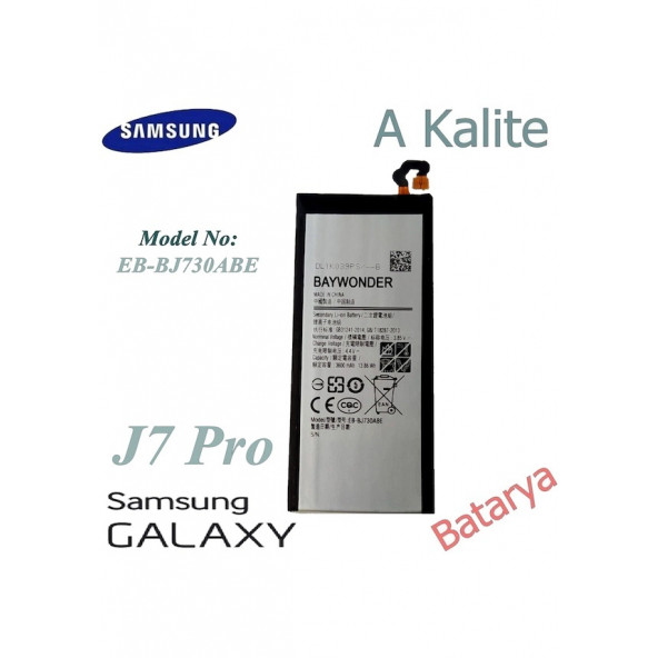 Samsung J7 Pro Batarya Galaxy J730 Eb-Bj730Abe Uyumlu Yedek Batarya