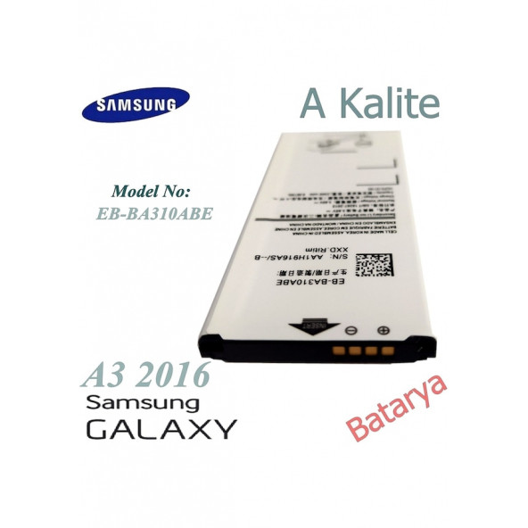 Samsung Galaxy A3 2016 Batarya Eb-Ba310Abe Uyumlu Yedek Batarya