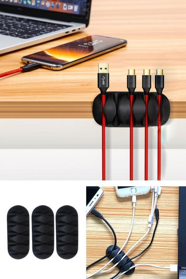 3B Trend 3lü Set 5 Kanallı Kablo Tutucu Düzenleyici Sabitleyici - 4