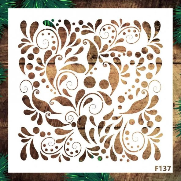 Çiçek Desen Stencil Şablon (25x25) F-137