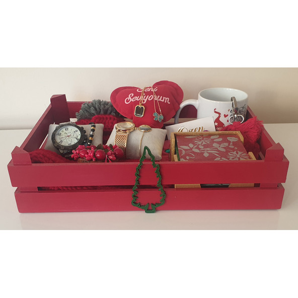 Yılbaşı Hediye Sepeti Kırmızı - Resim 2