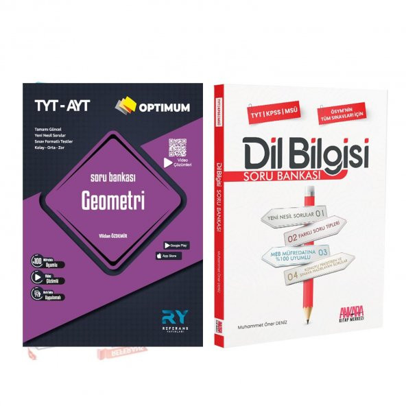 Referans TYT AYT Geometri ve AKM Dil Bilgisi Soru Bankası Seti 2 Kitap