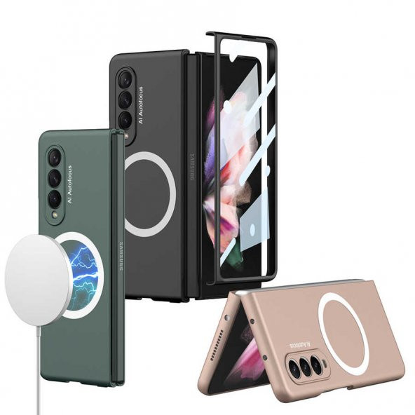 Samsung Galaxy Z Fold 3 Kılıf Manyetik Wireless Şarj Özellikli Kıpta Magsafe Kapak - 3