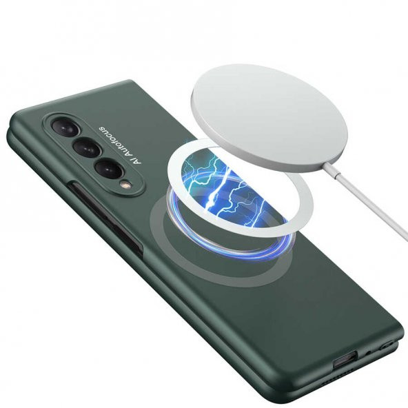 Samsung Galaxy Z Fold 3 Kılıf Manyetik Wireless Şarj Özellikli Kıpta Magsafe Kapak - 4