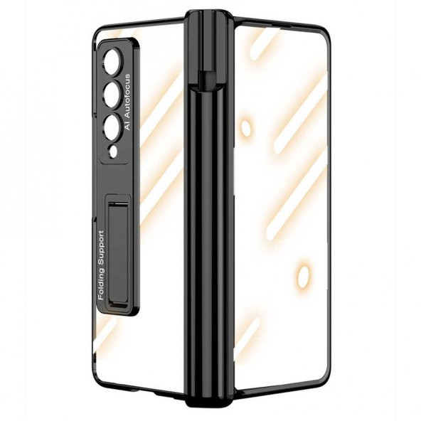 Samsung Galaxy Z Fold 4 Kılıf Kıpta Standlı Kalem Bölmeli Kapak - 6