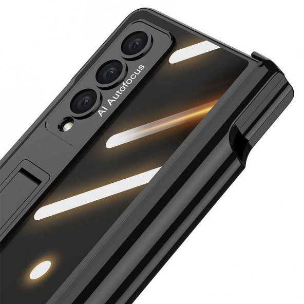 Samsung Galaxy Z Fold 4 Kılıf Kıpta Standlı Kalem Bölmeli Kapak - 11