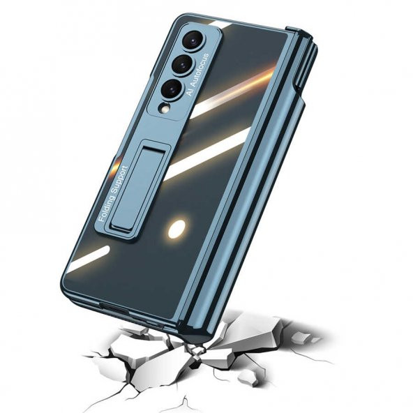 Samsung Galaxy Z Fold 4 Kılıf Kıpta Standlı Kalem Bölmeli Kapak - 12